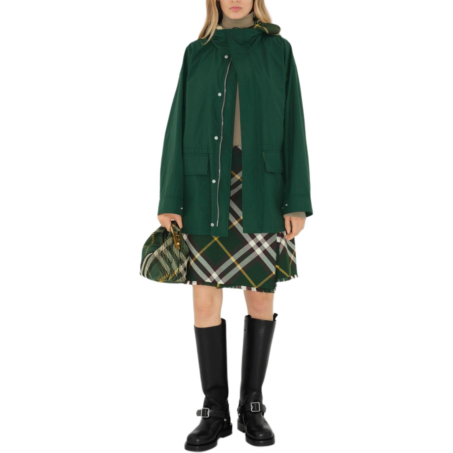 Shop (W) 巴宝莉 FW23 绿色格纹连帽宽松夹克. 80838201