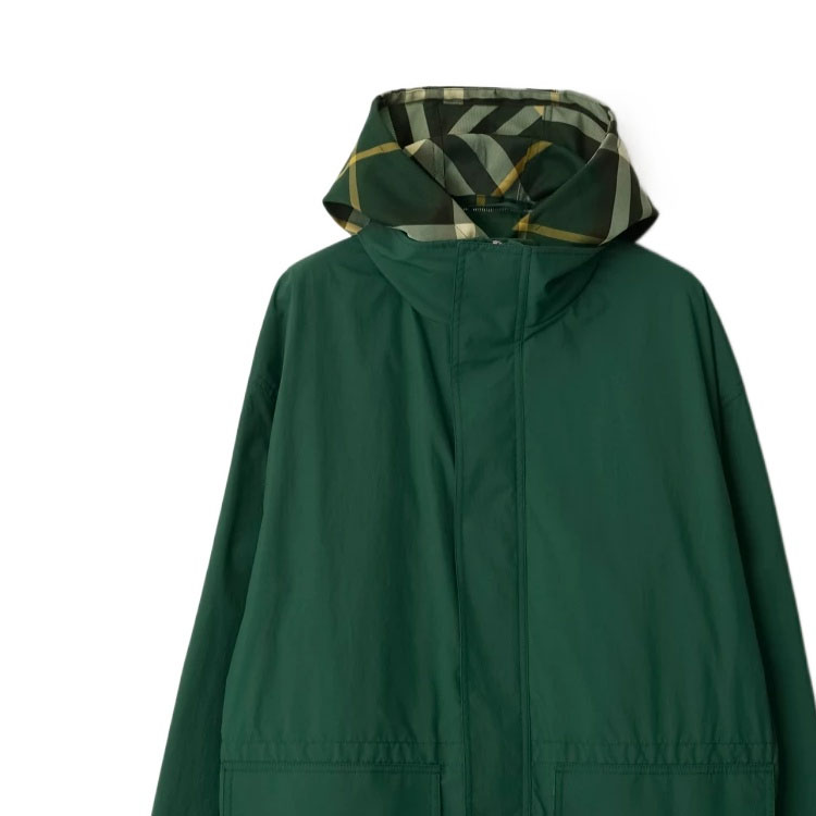 Sizing (W) 巴宝莉 FW23 绿色格纹连帽宽松夹克. 80838201