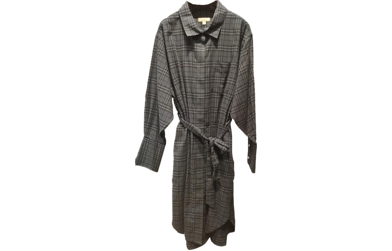 (Women) Burberry FW23  Grey Checkered Mid-Length Long Sleeve Dress. 80699391