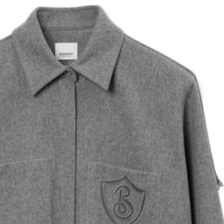 (Women) Burberry FW23  Grey Long-Sleeve Casual Collared Shirt. 80719141 圖 7