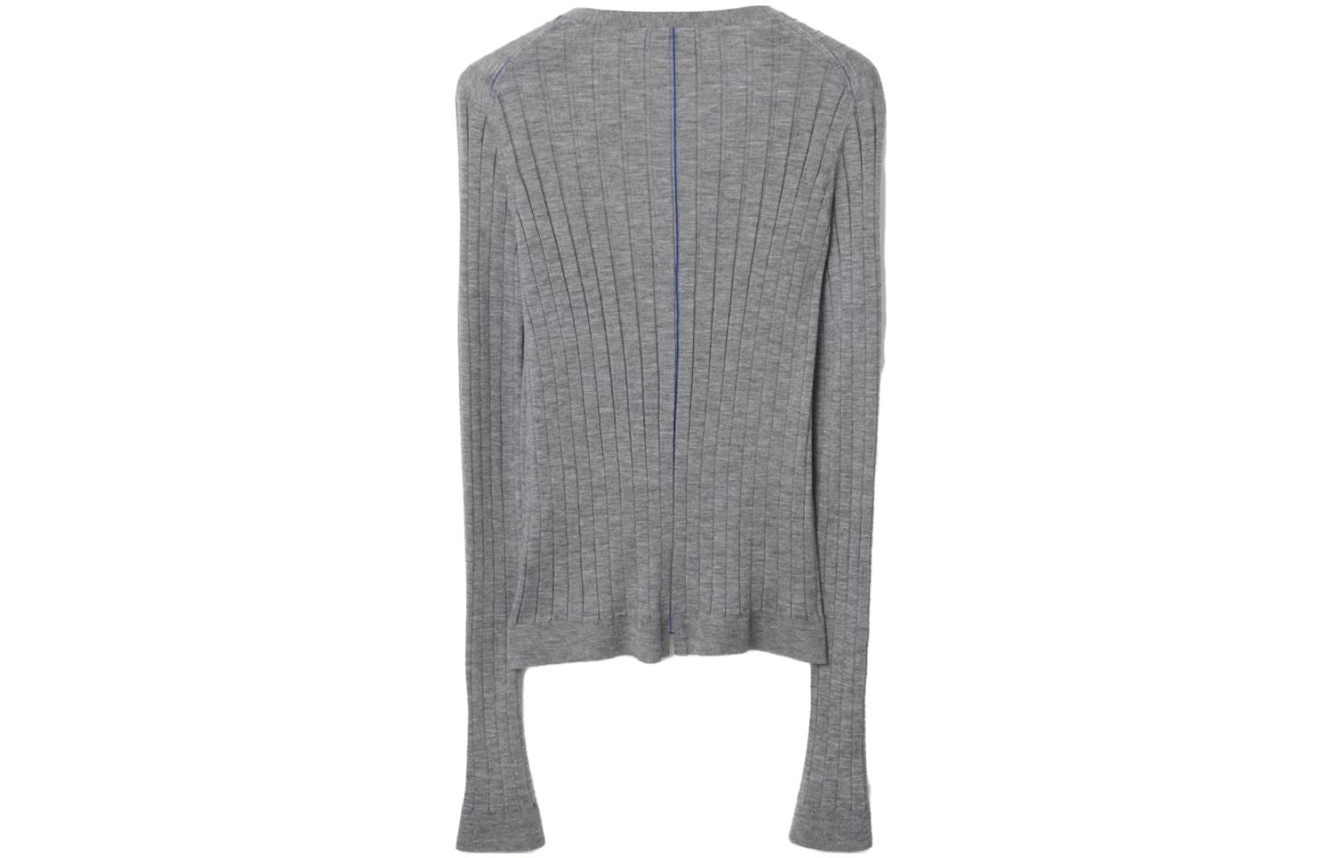 Lookbook (W) Burberry FW23 Kelabu Kardigan Rajutan V-Leher Single-Breasted. 80808881