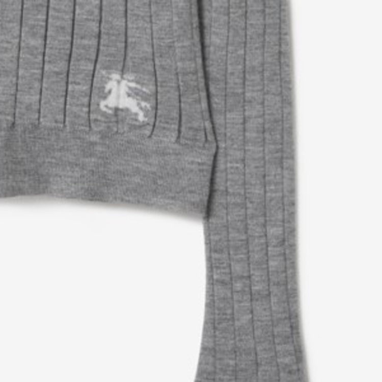 Shop (W) Burberry FW23 Kelabu Kardigan Rajutan V-Leher Single-Breasted. 80808881