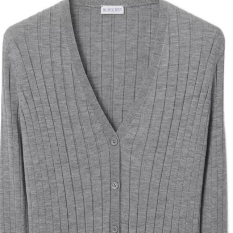 Sizing (W) Burberry FW23 Kelabu Kardigan Rajutan V-Leher Single-Breasted. 80808881