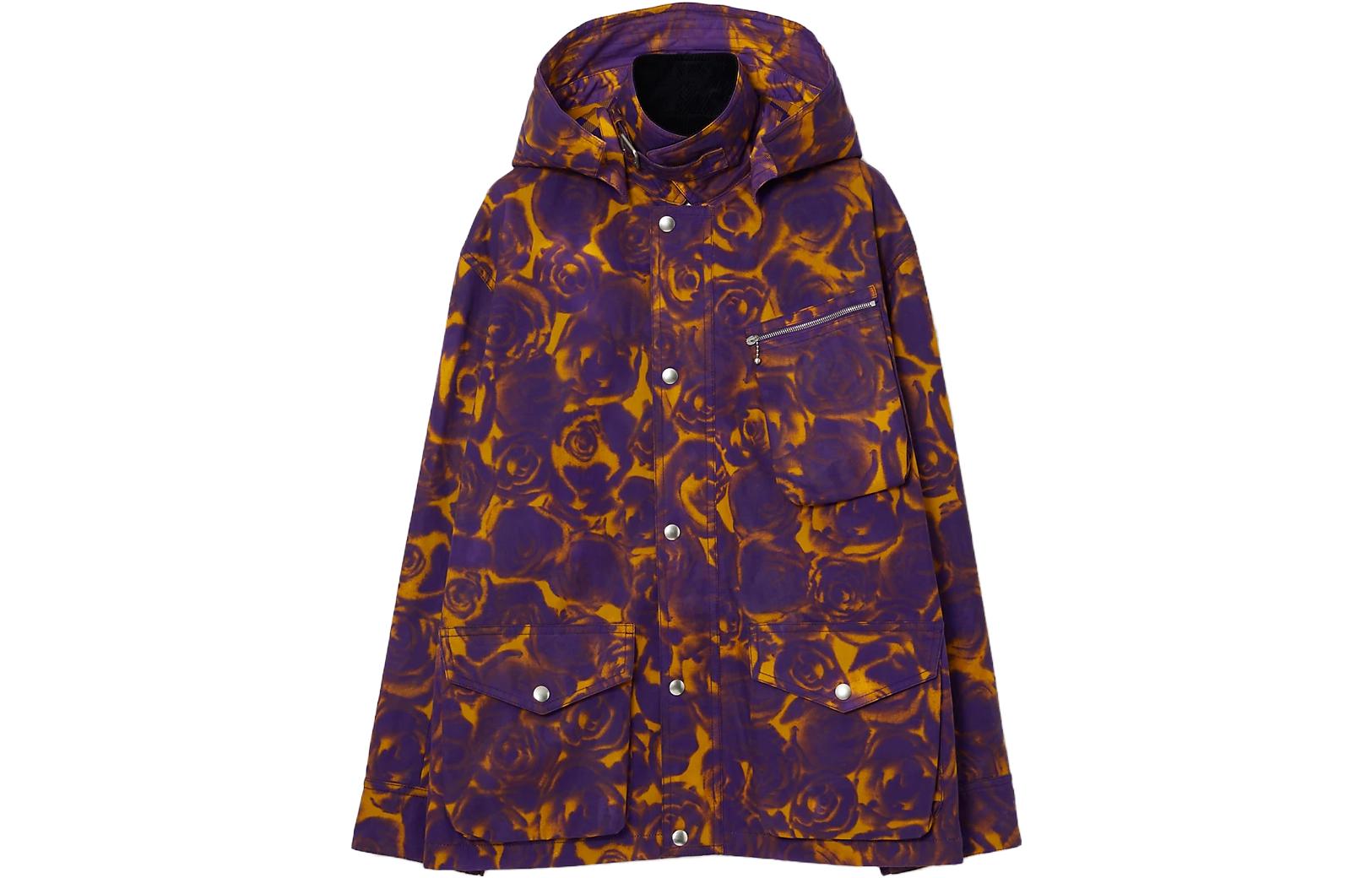 (Women) Burberry FW23  Hooded Jacket with Rose Print in Autumn Pear Yellow. 80772791