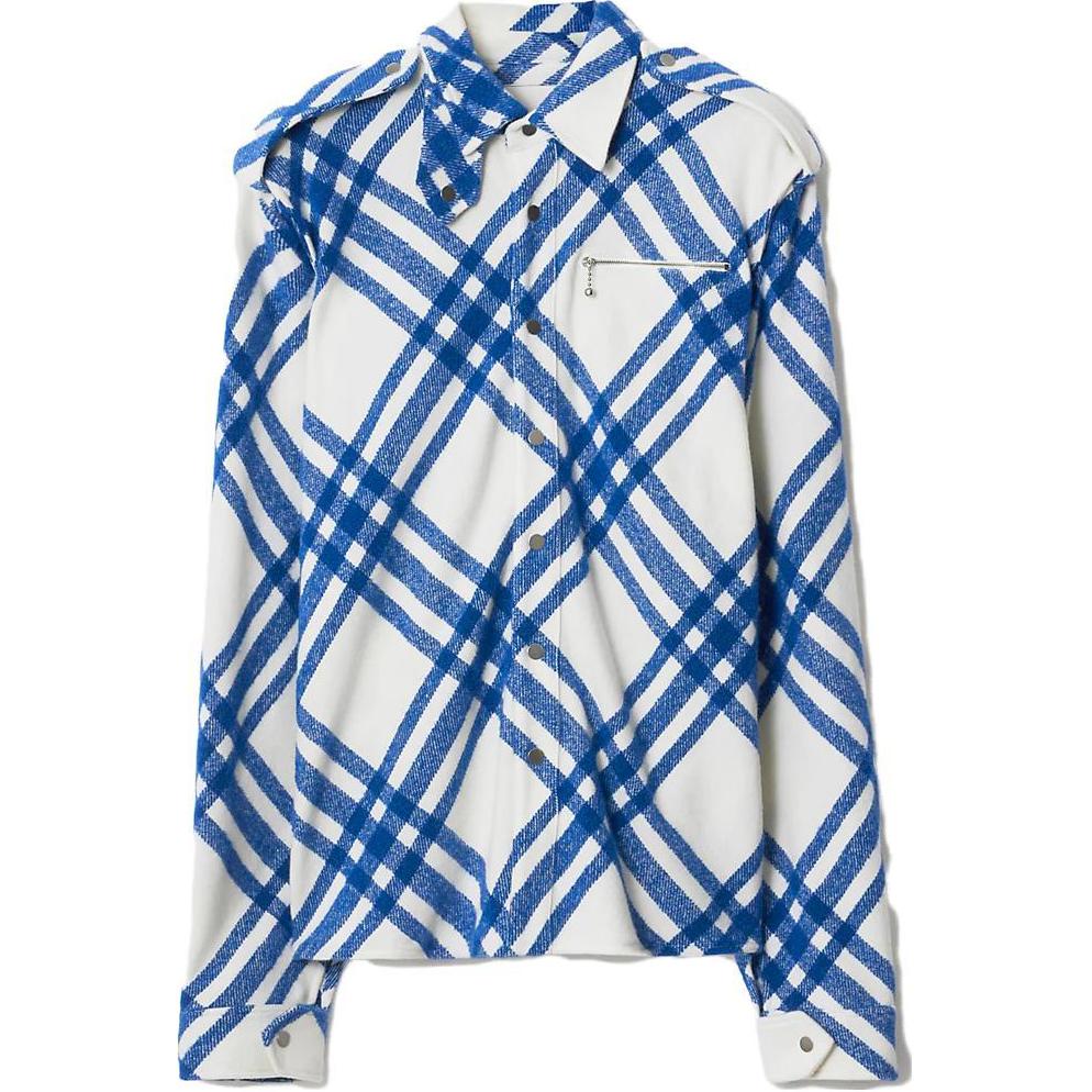(Women) Burberry FW23  Knight Blue Check Print Long Sleeve Shirt. 80774641
