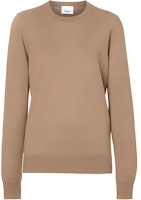 (Women) Burberry FW23 Light Brown Solid Color Knit Crewneck Long Sleeve Sweater 80750171 (Women) Burberry FW23 Light Brown Solid Color Knit Crewneck Long Sleeve Sweater 80750171