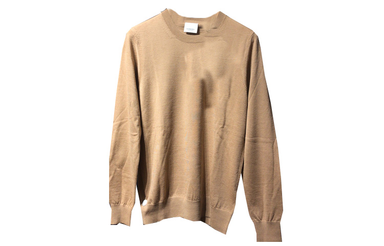 Order (W) Burberry FW23 Baju Sejuk Lengan Panjang Warna Coklat Muda Knit Crewneck 80750171