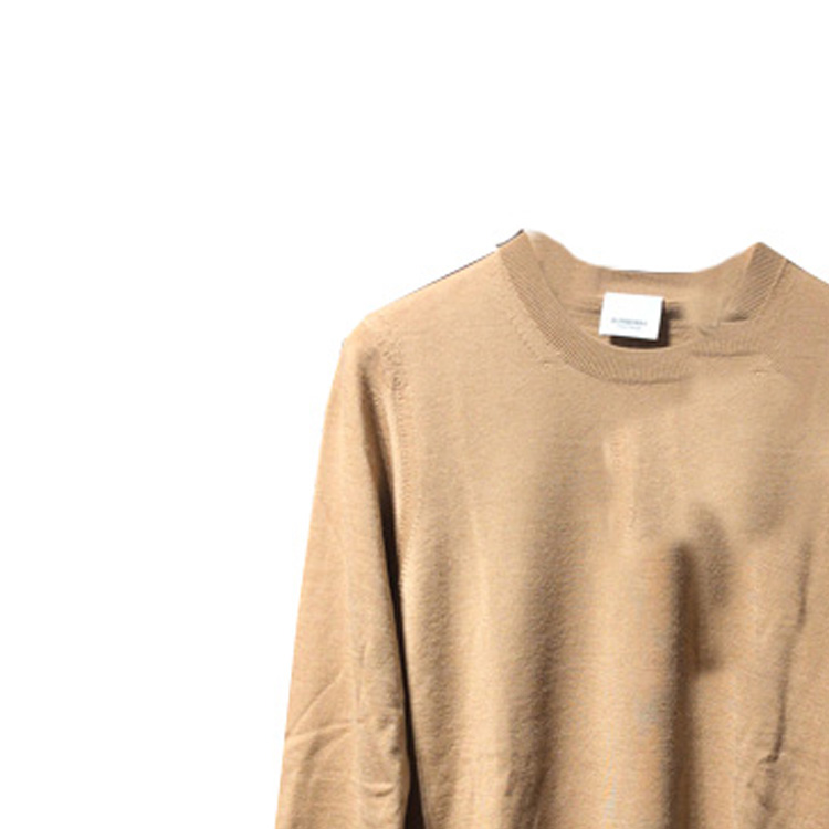 Purchase (W) Burberry FW23 Baju Sejuk Lengan Panjang Warna Coklat Muda Knit Crewneck 80750171