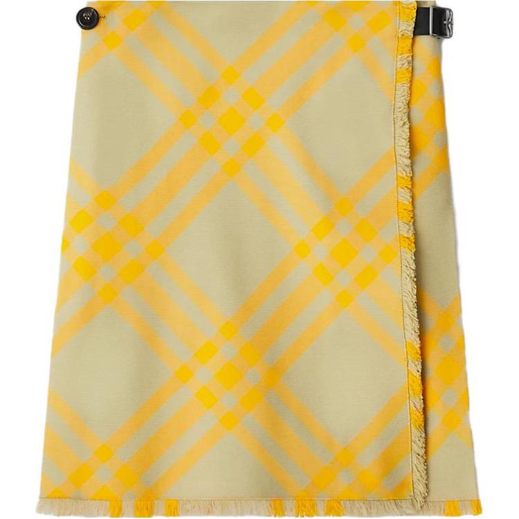 (Women) Burberry FW23  Loose Fit Plaid Mini Skirt Yellow. 80772031