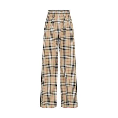(Women) Burberry FW23 Multicolor Patchwork Check Straight-Leg Casual Pants. 80831481