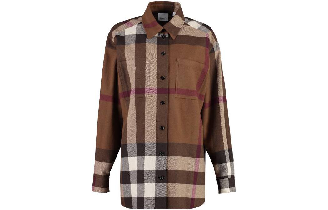 (Women) Burberry FW23  Multicolor Patchwork Check Single-Breasted Shirt. 80718401