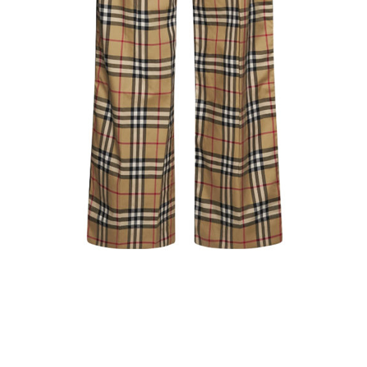 Lookbook (W) Pantalones Casual Rectos Patchwork Multicolor a Cuadros Burberry FW23. 80831481