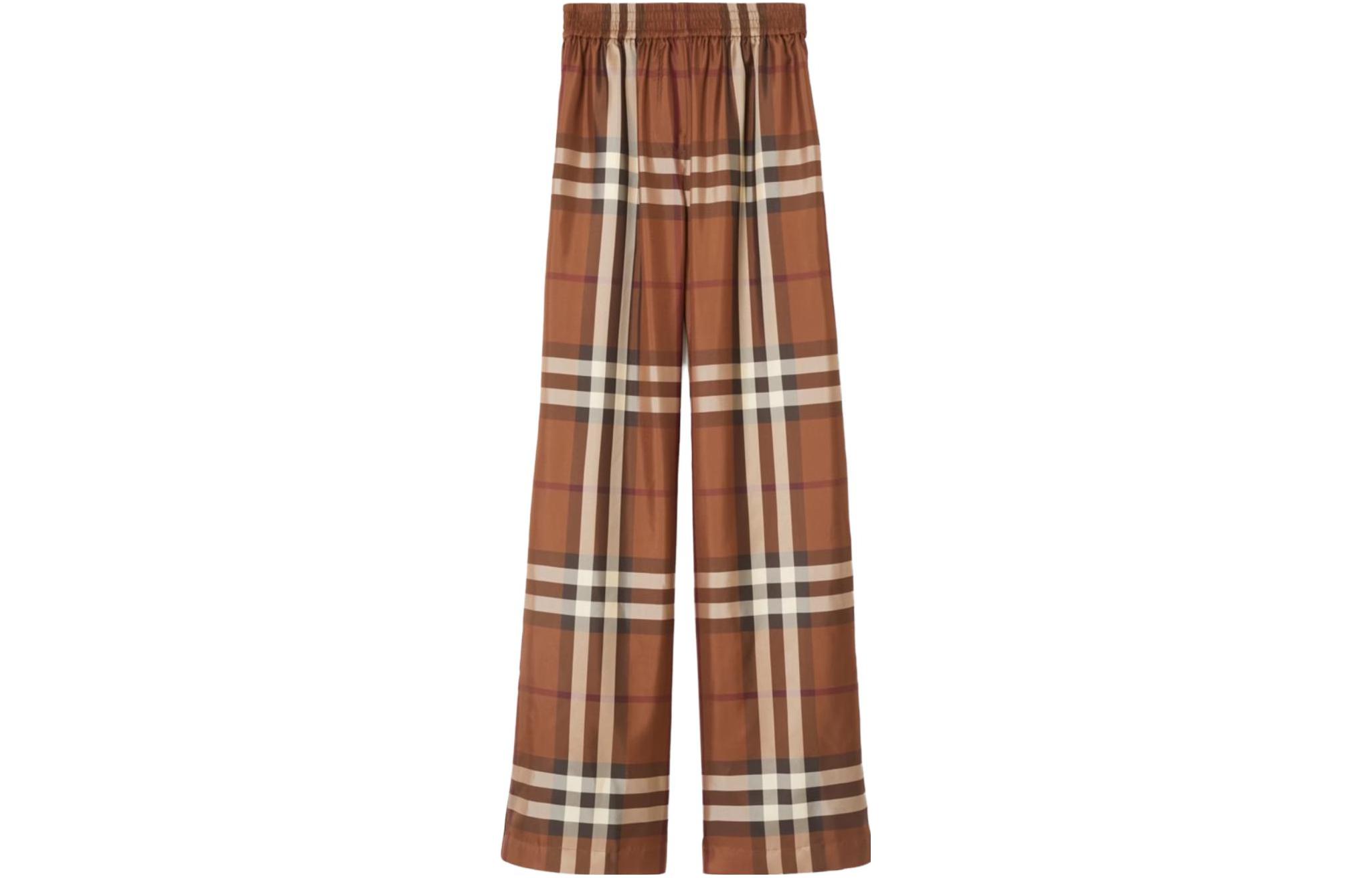 (Women) Burberry FW23  Multicolor Plaid Print Wide-Leg Casual Pants. 80722421
