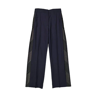 (Women) Burberry FW23 Navy Blue Wide-Leg Zipper Casual Pants. 80402781