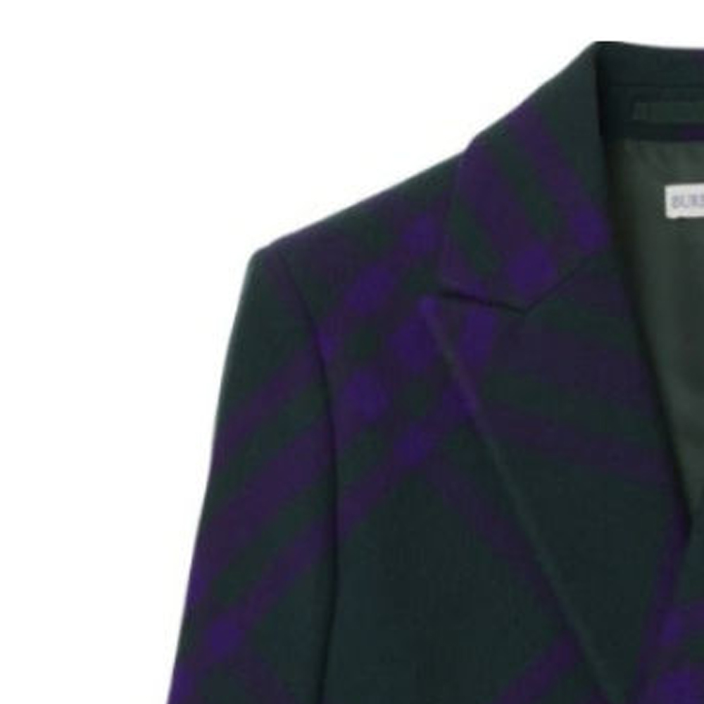 Shop (Women) Burberry FW23  Plaid Double-Breasted Long Sleeve Blazer Deep Purple 80768521