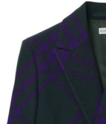 (Women) Burberry FW23 Plaid Double-Breasted Long Sleeve Blazer Deep Purple 80768521 Shop (Women) Burberry FW23 Plaid Double-Breasted Long Sleeve Blazer Deep Purple 80768521