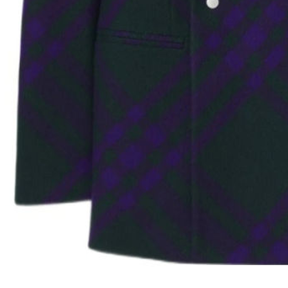 Details for (Women) Burberry FW23  Plaid Double-Breasted Long Sleeve Blazer Deep Purple 80768521