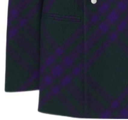 (Women) Burberry FW23 Plaid Double-Breasted Long Sleeve Blazer Deep Purple 80768521 Details for (Women) Burberry FW23 Plaid Double-Breasted Long Sleeve Blazer Deep Purple 80768521