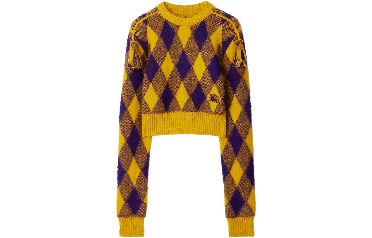 Order (W) 버버리 FW23 체크 자카드 니트 프린지 스웨터 - 가을 오커 컬러. 80769451