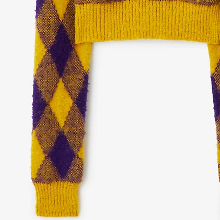 Purchase (W) 버버리 FW23 체크 자카드 니트 프린지 스웨터 - 가을 오커 컬러. 80769451