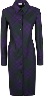 (W) Burberry FW23 紫色格紋長袖扣式襯衫連身長裙 80767431 Order (W) Burberry FW23 紫色格紋長袖扣式襯衫連身長裙 80767431