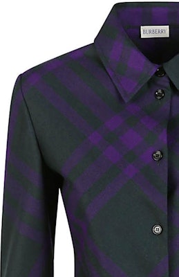 (W) Burberry FW23 紫色格紋長袖扣式襯衫連身長裙 80767431 Shop (W) Burberry FW23 紫色格紋長袖扣式襯衫連身長裙 80767431