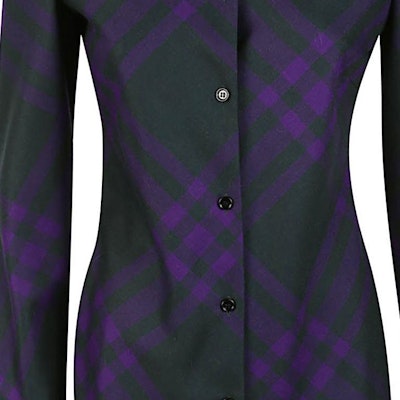 (W) Burberry FW23 紫色格紋長袖扣式襯衫連身長裙 80767431 Purchase (W) Burberry FW23 紫色格紋長袖扣式襯衫連身長裙 80767431