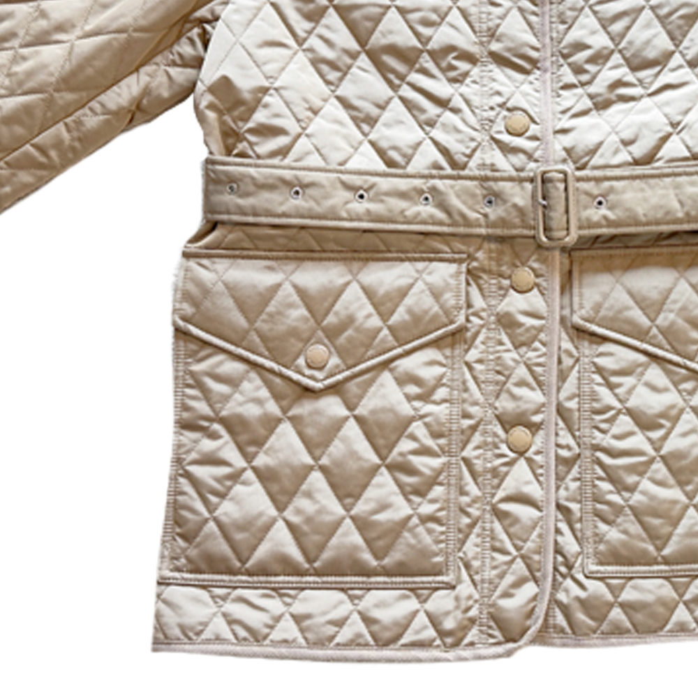 Details for (W) Burberry 2023秋冬菱格紋棉質長袖夾克卡其色外套 80734171