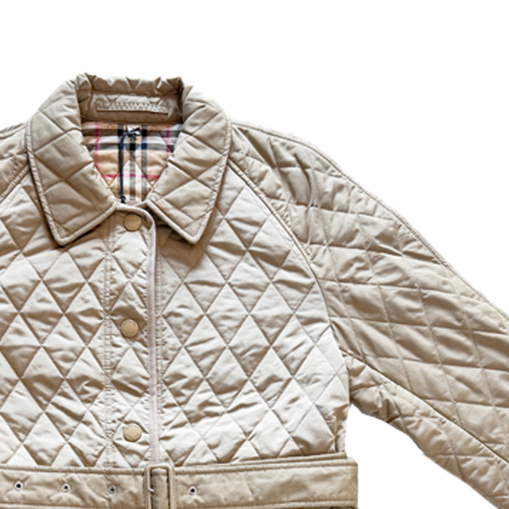 Cheap (W) Burberry 2023秋冬菱格紋棉質長袖夾克卡其色外套 80734171