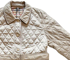 Cheap (W) Burberry 2023秋冬菱格紋棉質長袖夾克卡其色外套 80734171