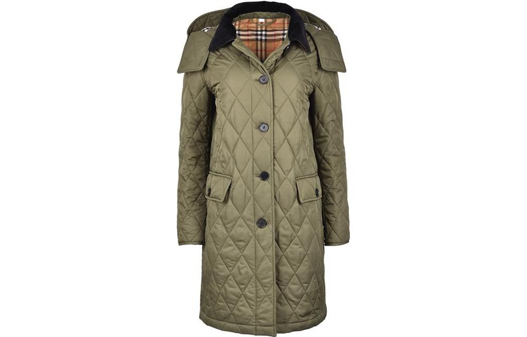 Order (W) Burberry FW23 Coat Quilted Single-Breasted Hijau Militer. 80712351