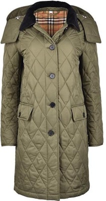 (W) Burberry FW23 Coat Quilted Single-Breasted Hijau Militer. 80712351 Order (W) Burberry FW23 Coat Quilted Single-Breasted Hijau Militer. 80712351