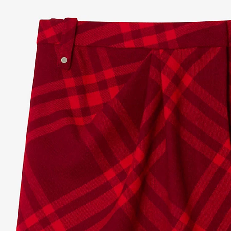 (Women) Burberry FW23  Raspberry Red Check Pleated Casual Skirt. 80778141 圖 3