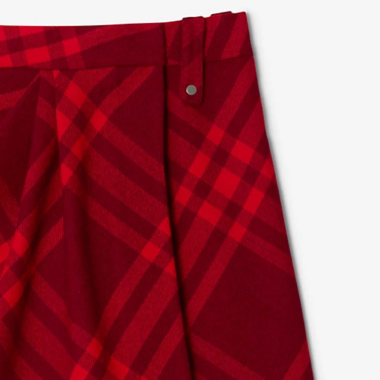 (Women) Burberry FW23  Raspberry Red Check Pleated Casual Skirt. 80778141 圖 5