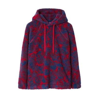 (Women) Burberry FW23 Rose Print Fleece Hoodie - Pillarbox Red. 80796291