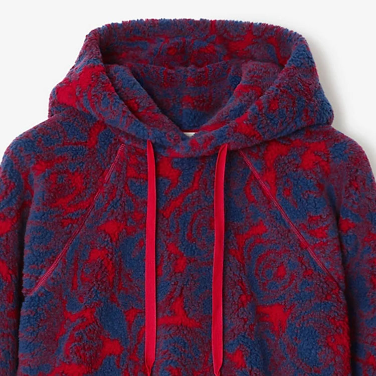 Lookbook (W) 博柏利 FW23 玫瑰印花抓绒连帽衫 - 柱状红色 80796291