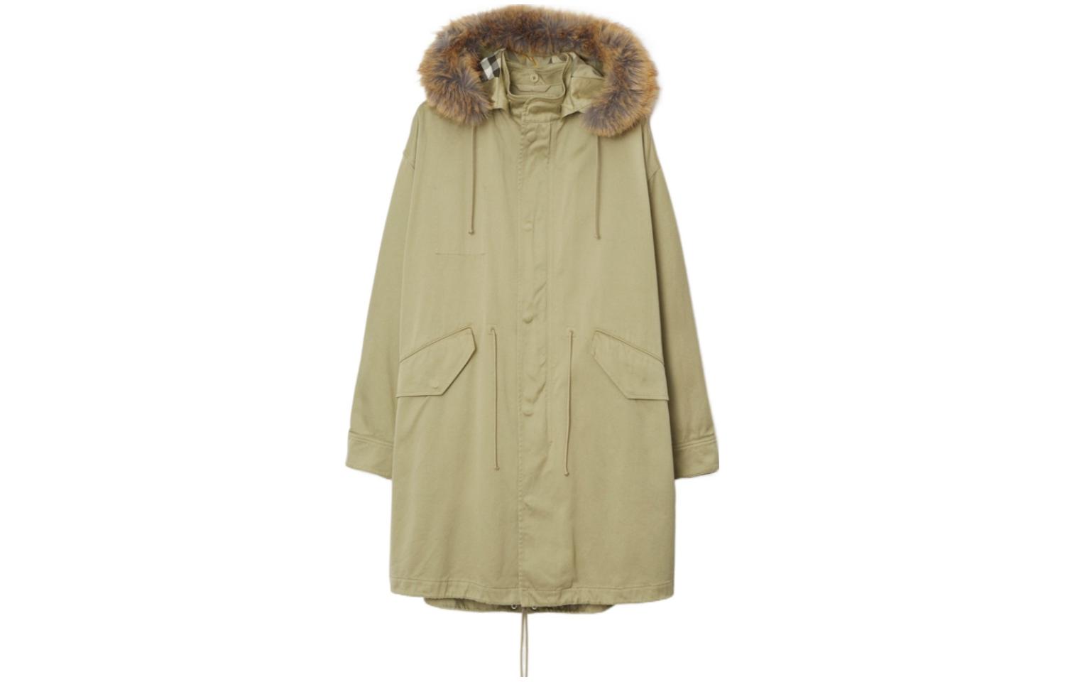 (Women) Burberry FW23  Single-Breasted Coat with Fur Collar Light Brown. 80791971