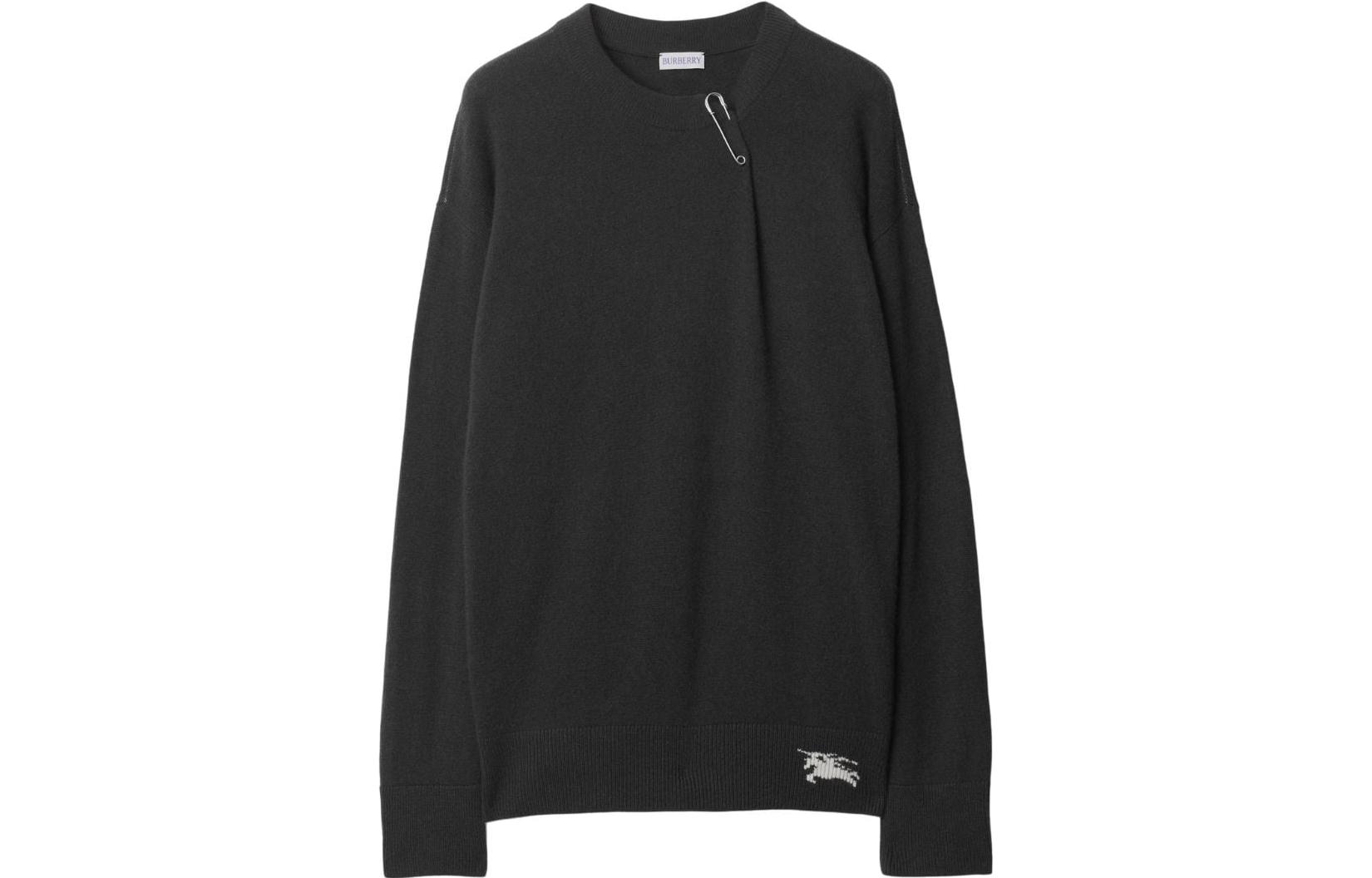 (Women) Burberry FW23  Solid Color Pin Detail Crewneck Sweater in Charcoal Gray. 80836261 圖 2