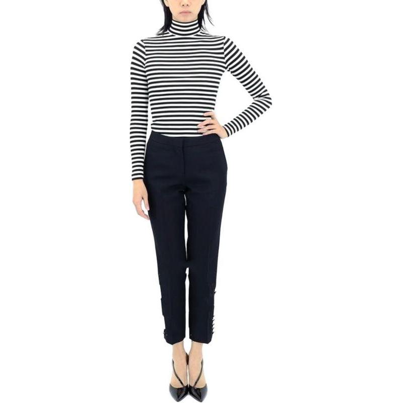 (Women) Burberry FW23  Solid Color Tapered Cropped Pants Black. 80242741