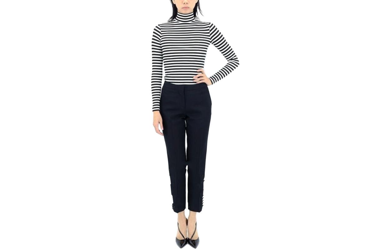 Order (W) Pantalones Negros Burberry FW23 Rectos Cropped de Color Sólido. 80242741