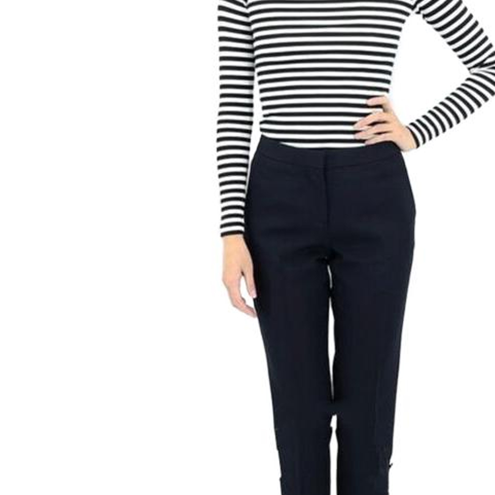 Shop (W) Pantalones Negros Burberry FW23 Rectos Cropped de Color Sólido. 80242741