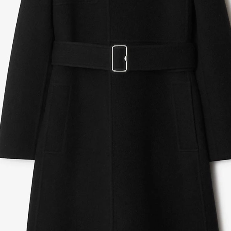 (Women) Burberry FW23  Solid Color Waist-Tie Hooded Long Coat - Black 80776941 圖 5