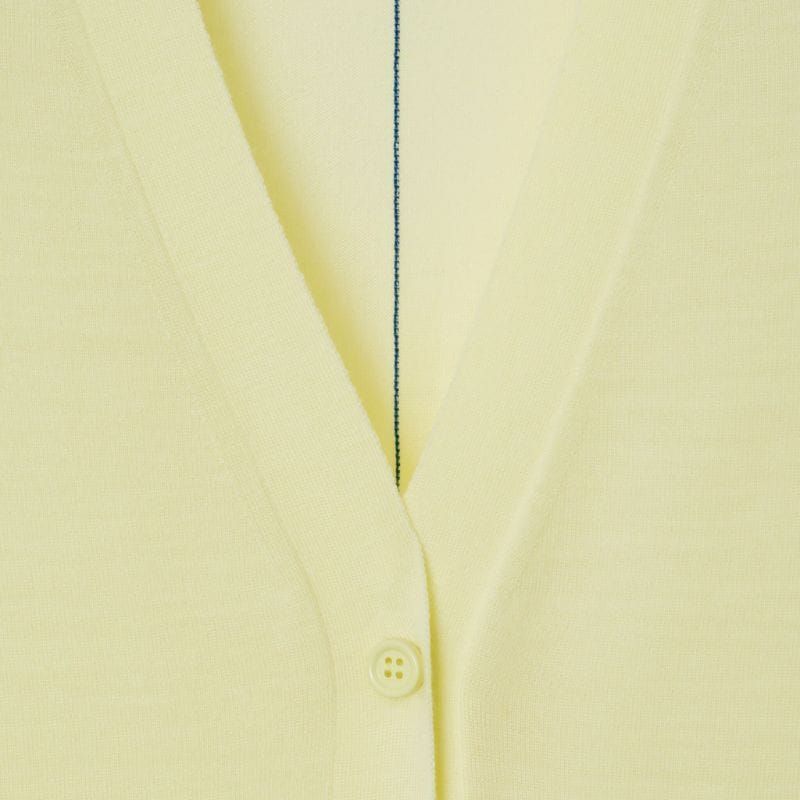 Shop (W) Burberry FW23 Baju Sejuk Rajut Lengan Panjang Kuning Leher V. 80836361