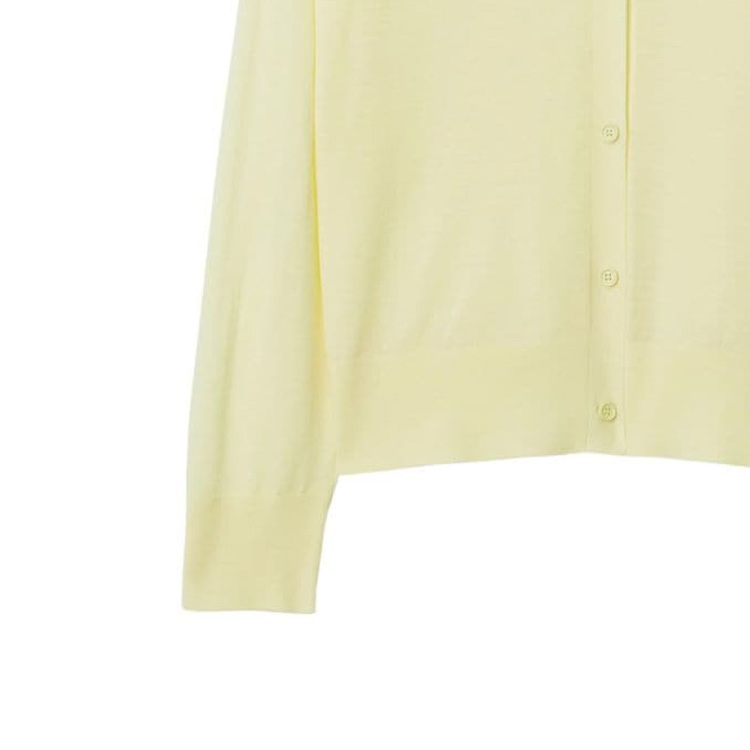 Sizing (W) Burberry FW23 Baju Sejuk Rajut Lengan Panjang Kuning Leher V. 80836361