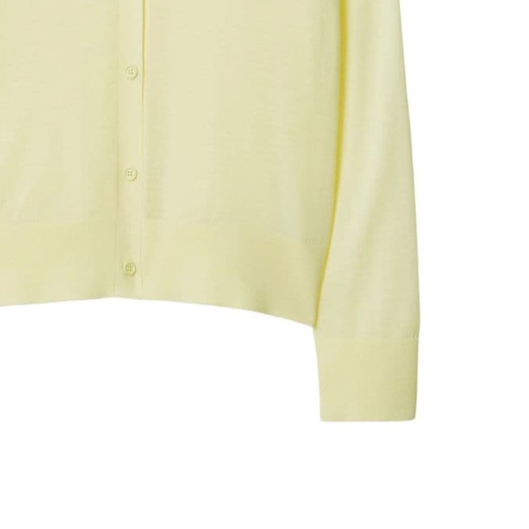 Cheap (W) Burberry FW23 Baju Sejuk Rajut Lengan Panjang Kuning Leher V. 80836361