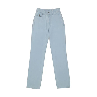 (Women) Burberry FW23 Straight-Leg Denim Jeans Light Indigo Blue. 80450371