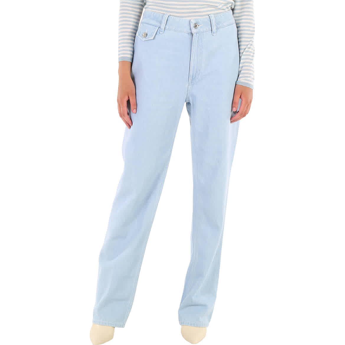 Shop (Women) Burberry FW23  Straight-Leg Denim Jeans Light Indigo Blue. 80450371