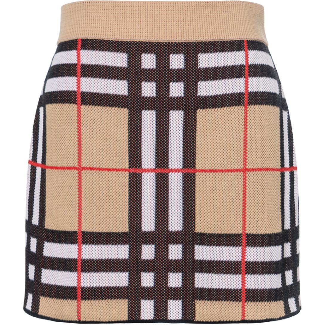 (Women) Burberry FW23  Striped Elastic Waist Casual Mini Skirt Multicolor. 80703521