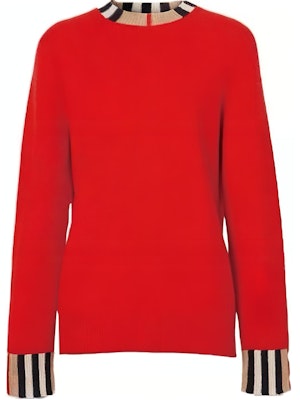 (Women) Burberry FW23 Striped Red Crewneck Pullover Sweater. 80732101 Buy (Women) Burberry FW23 Striped Red Crewneck Pullover Sweater. 80732101