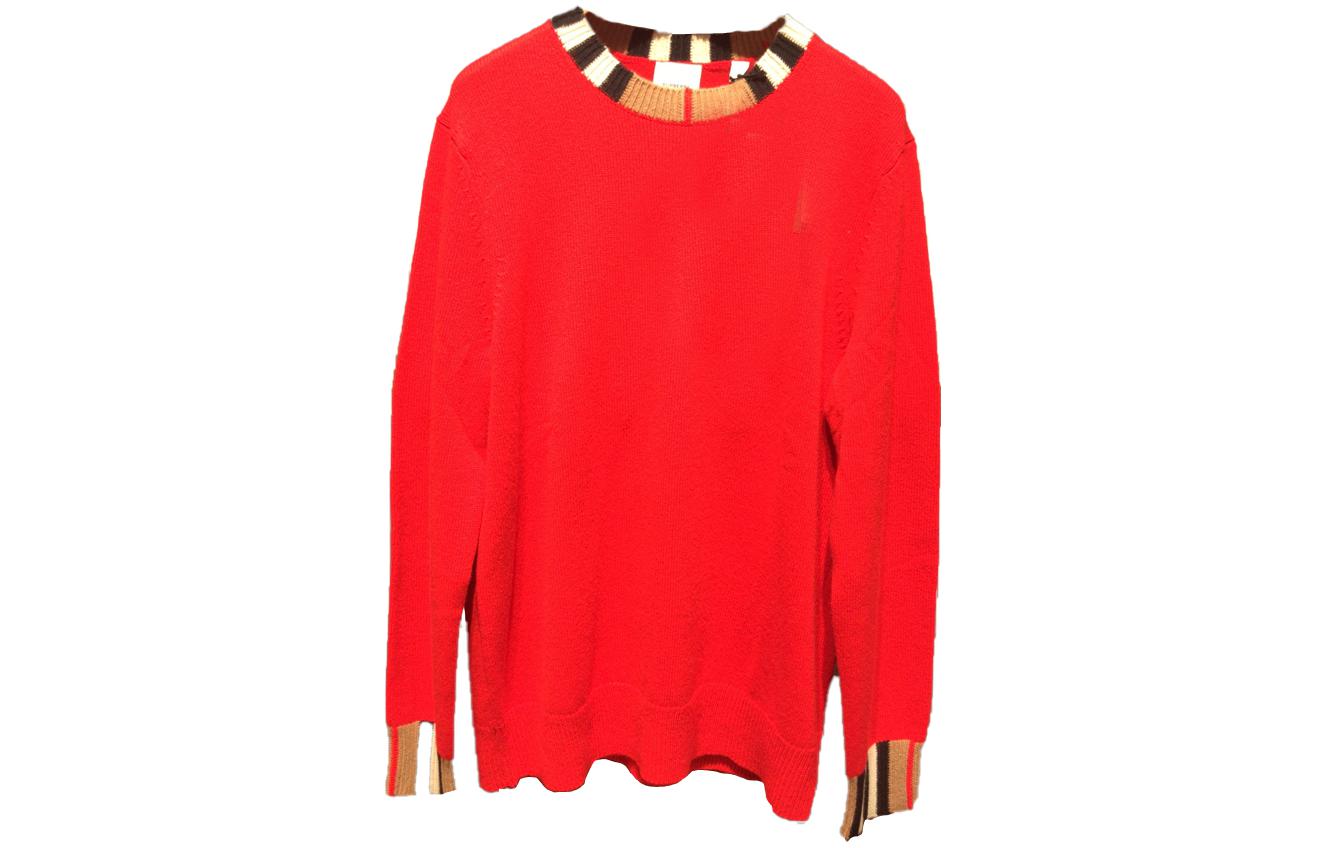 Order (Women) Burberry FW23  Striped Red Crewneck Pullover Sweater. 80732101